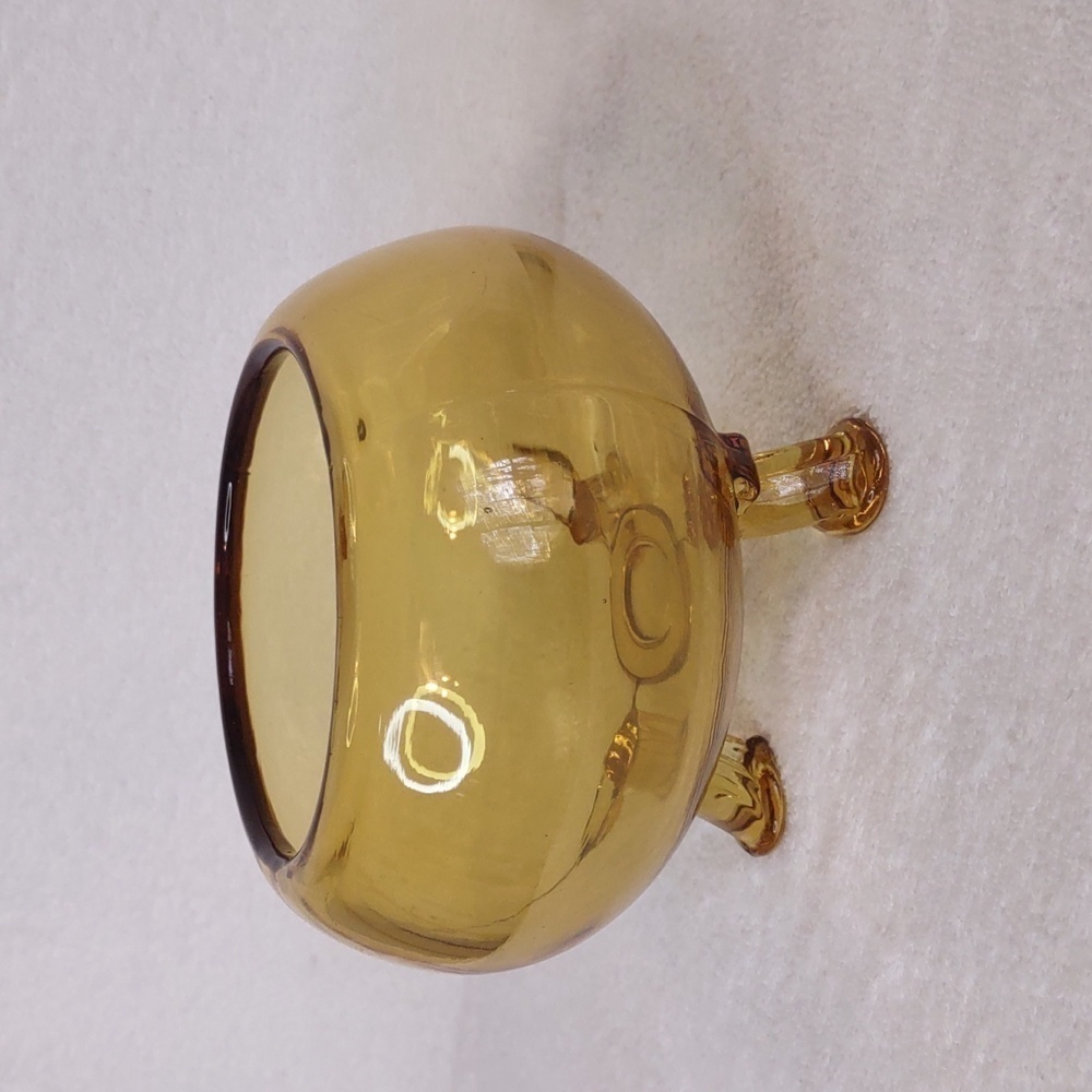 Vtg Viking Glass Flower-Lite Amber Footed Flower Bowl 1960s